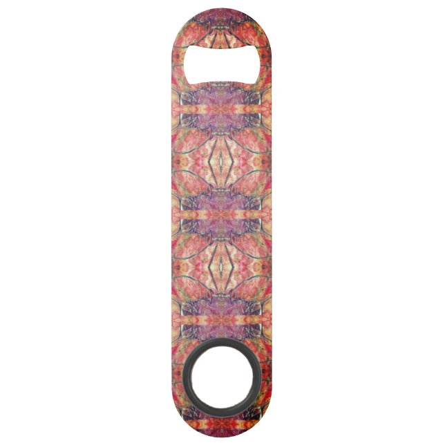 Abrebotellas De Bar Patrón rosa y púrpura (Anverso)