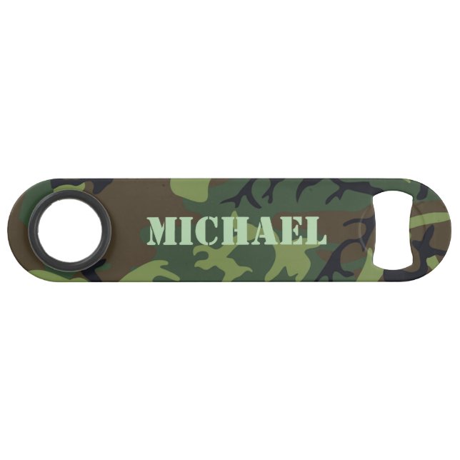 Abrebotellas De Bar Patrón verde de camuflaje clásico personalizado (Anverso (Horizontal))