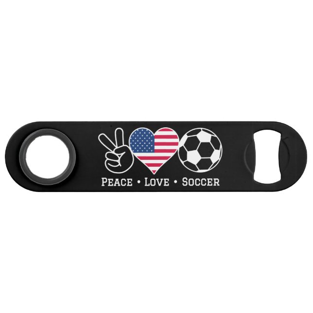 Abrebotellas De Bar Peace Love Soccer USA (Anverso (Horizontal))