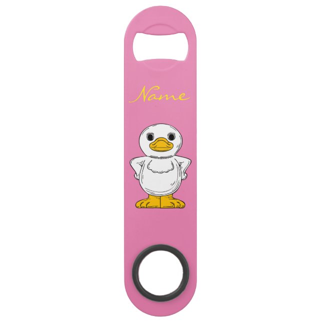 Abrebotellas De Bar Pequeño pato blanco en pie de trueno (Anverso)