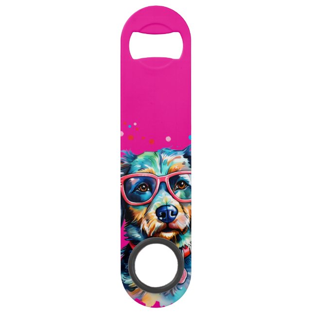 Abrebotellas De Bar Perro con Gafas (Anverso)
