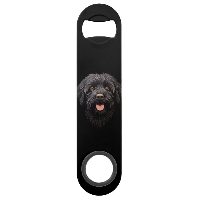 Abrebotellas De Bar Perro negro Labradoodle (Reverso)