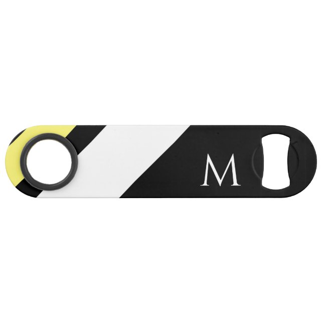 Abrebotellas De Bar Personalizado líneas diagonales iniciales negro (Anverso (Horizontal))