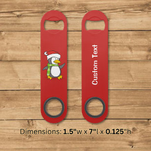Abrebotellas De Bar pingüino de Navidad caminando sobre la nieve