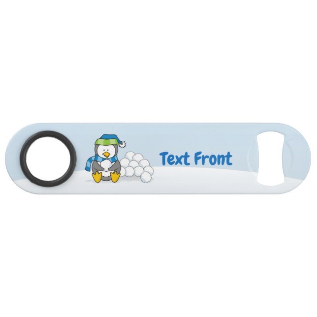 Abrebotellas De Bar Pingüino pequeño sentado con botella de velocidad  (Anverso (Horizontal))