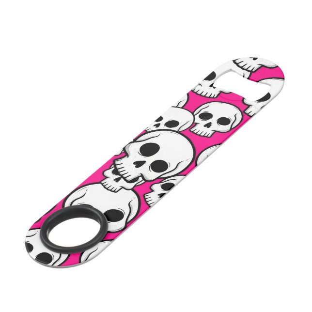 Abrebotellas De Bar Pink Skull Pattern Stainless Steel Bottle Opener (Ángulo frontal)