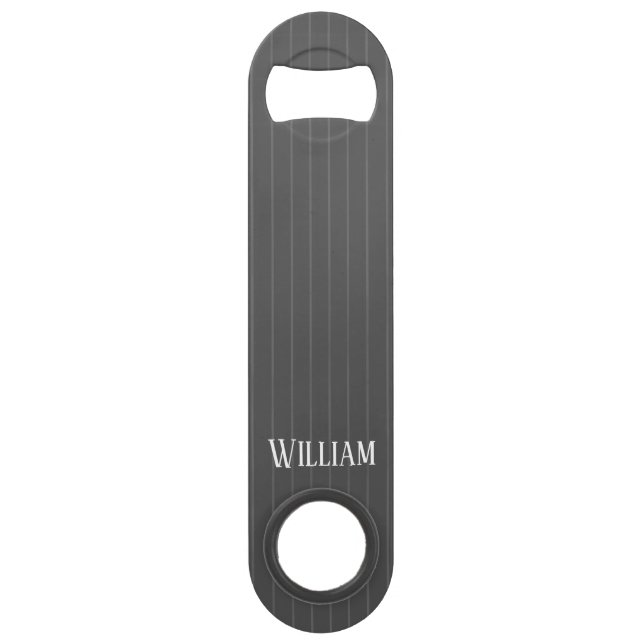 Abrebotellas De Bar Pinstripes grises personalizadas (Anverso)