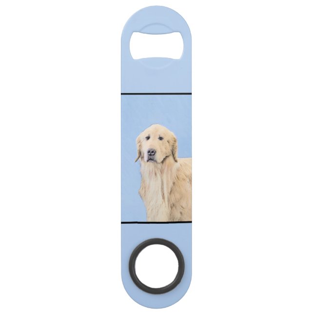 Abrebotellas De Bar Pintura de Golden Retriever - Cute original Dog Ar (Reverso)