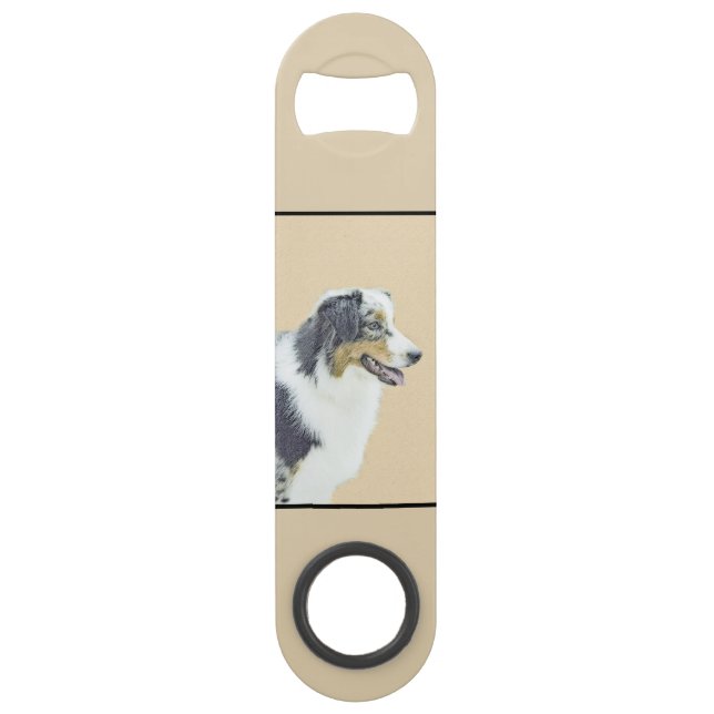 Abrebotellas De Bar Pintura de pastor australiano - Arte original de p (Anverso)