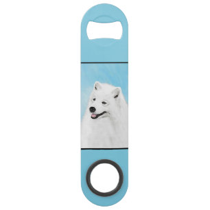 Abrebotellas De Bar Pintura Samoyed - Arte Perro Original Cuto