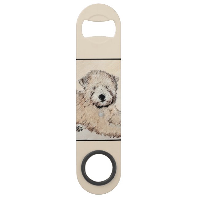 Abrebotellas De Bar Pintura Terrier de Ruedas Recubiertas Blancas Arte (Anverso)