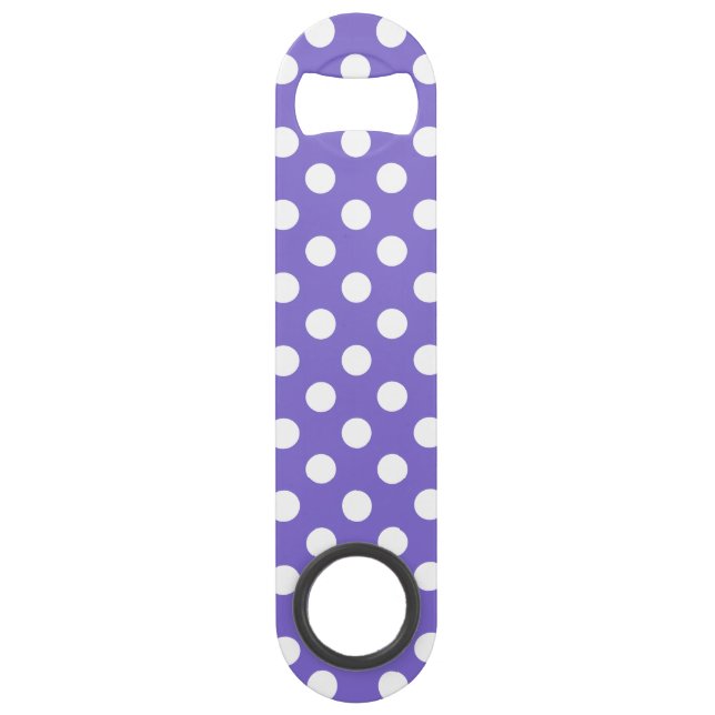 Abrebotellas De Bar Pos de polka blanco en periwinkle (Anverso)