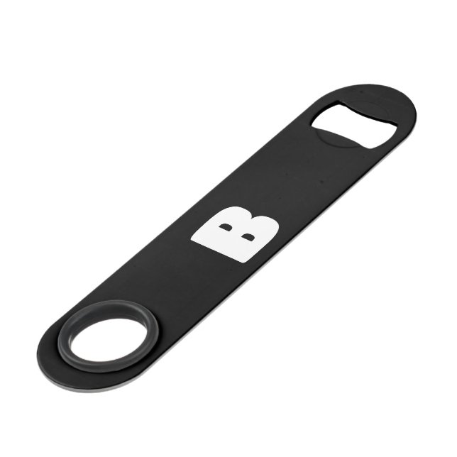 Abrebotellas De Bar Principio en negrita blanco sobre negro (Ángulo frontal)