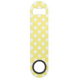 Abrebotellas De Bar Puntos de polka blanco sobre amarillo limón