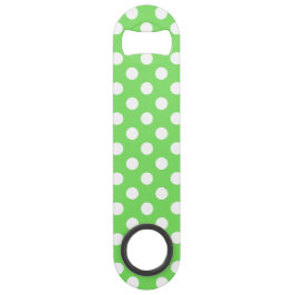 Abrebotellas De Bar Puntos de polka blanco sobre verde manzana