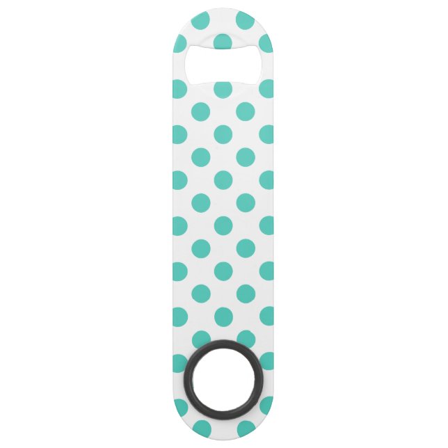 Abrebotellas De Bar Puntos de polka turquesa (Anverso)