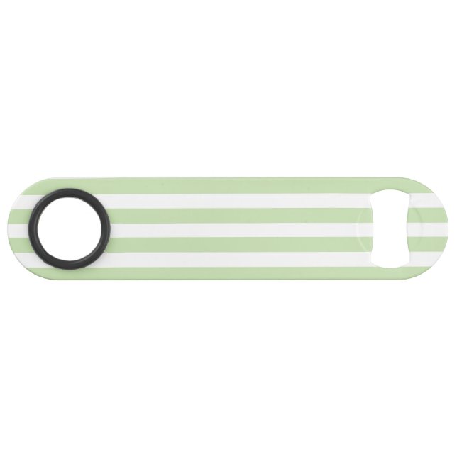Abrebotellas De Bar Rayas de caramelo verde claro y blanco (Reverso Horizontal)
