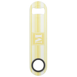 Abrebotellas De Bar Rayas de limón monograma amarillo