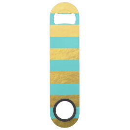 Abrebotellas De Bar Rayas del azul y del Relieve metalizado dorado