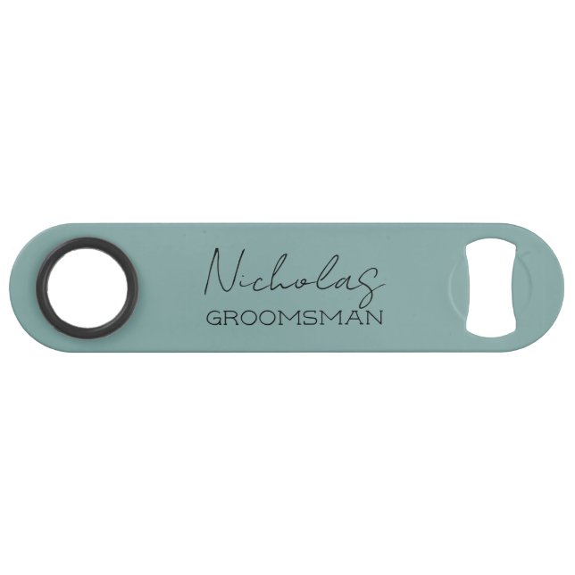 Abrebotellas De Bar Regalo Personalizado para Padrino de Verde Marino (Anverso (Horizontal))