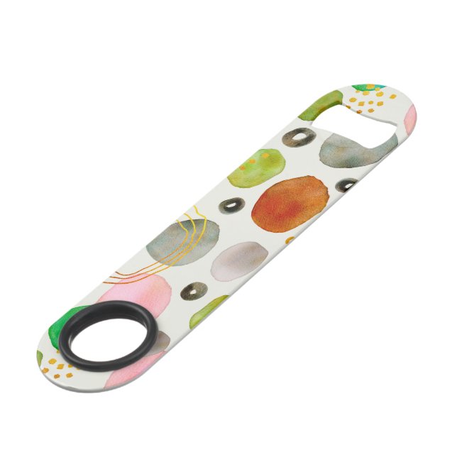 Abrebotellas De Bar Resumen acuarela Pebble Gold Purpurina Arte (Ángulo trasero)