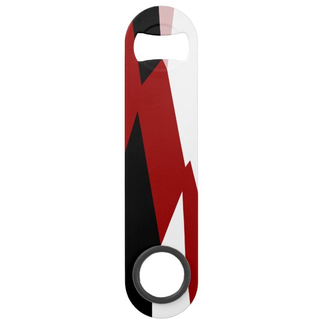 Abrebotellas De Bar Resumen rojo en blanco y negro (Anverso)