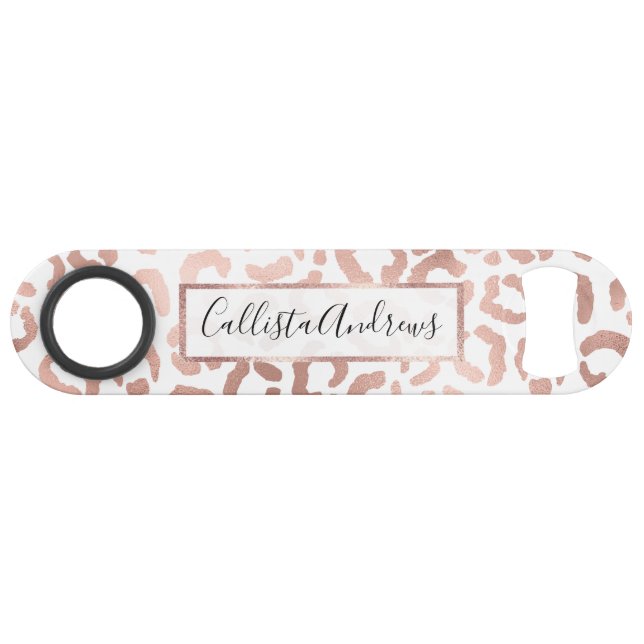 Abrebotellas De Bar Rosa de moda Leopardo de oro Impresión de animales (Anverso (Horizontal))