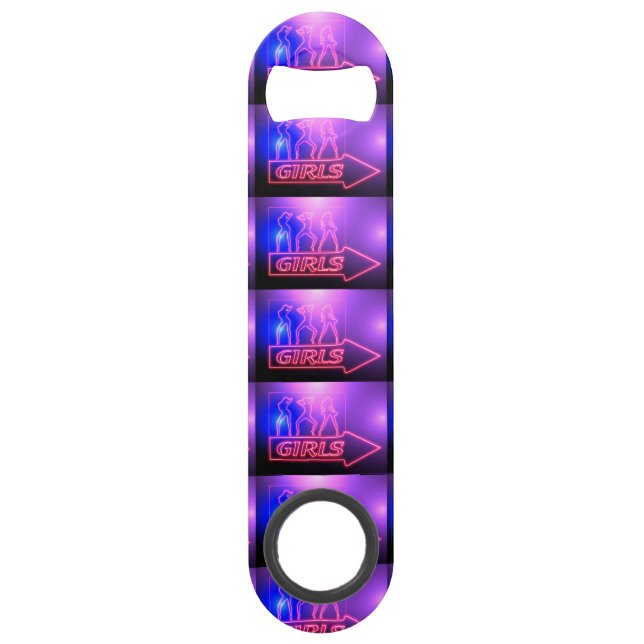 Abrebotellas De Bar Rótulo de Chicas rosados neón Thunder_Cove (Anverso)