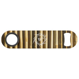 Abrebotellas De Bar Rustic Bamboo Monogram Vertical Lines Pattern