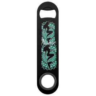 Abrebotellas De Bar Silhouette de sirena en burbujas Thunder_Cove