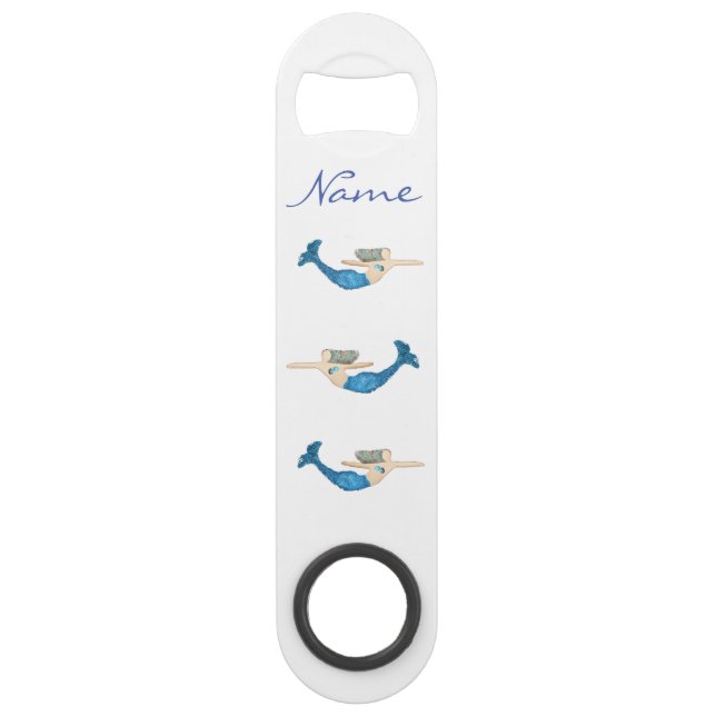 Abrebotellas De Bar Sirena de cola azul Natación Thunder_Cove (Anverso)