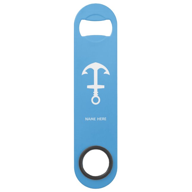 Abrebotellas De Bar Sky Blue Bottle Opener Custom Text Bar Key Gift (Anverso)