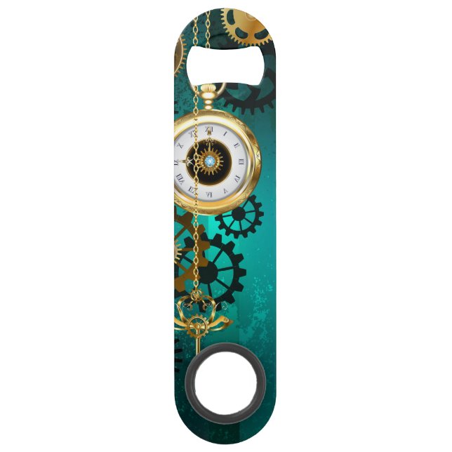 Abrebotellas De Bar Steampunk Jewelry Watch sobre un fondo verde (Anverso)