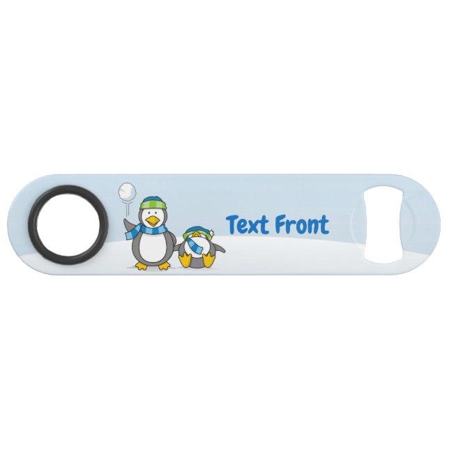 Abrebotellas De Bar tecla de barra de pingüinos Snowballing (Anverso (Horizontal))