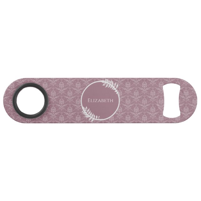 Abrebotellas De Bar Tecla de barra personalizada Mauve Elegant Damask (Anverso (Horizontal))