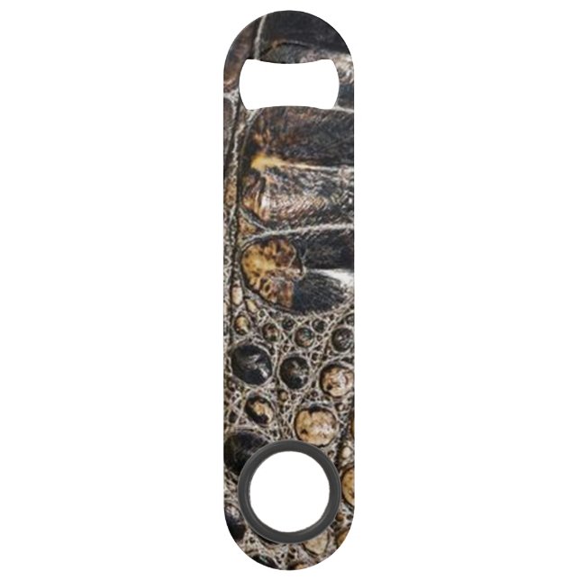 Abrebotellas De Bar Textura de piel de lagarto marrón americano (Anverso)