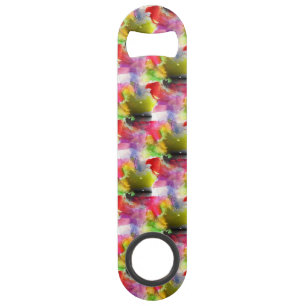 Abrebotellas De Bar Textura roja, acuarela amarilla del diseño