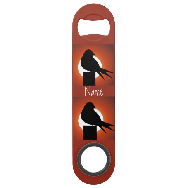 Abrebotellas De Bar Thunder_Cove de silueta de pájaro negro (Reverso)