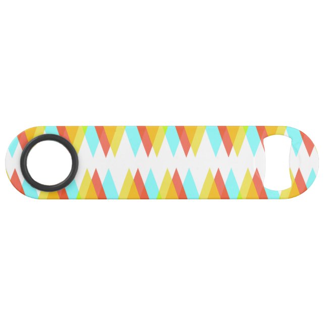 Abrebotellas De Bar Triángulos amarillos, rojos y azules cadetes (Anverso (Horizontal))