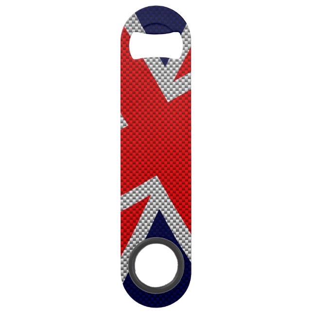 Abrebotellas De Bar Union Jack on Carbon Fiber Style Colours (Anverso)