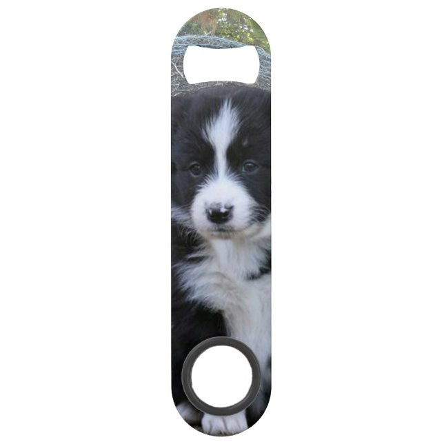 Abrebotellas De Bar Vida de granja de cachorros de Border Collie, (Anverso)