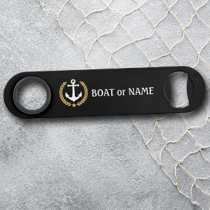 Abrebotellas De Bar Your Boat Name Anchor Gold Style Laurel Black