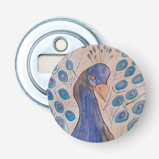 Abrebotellas de botón azul pavo real (Anverso)