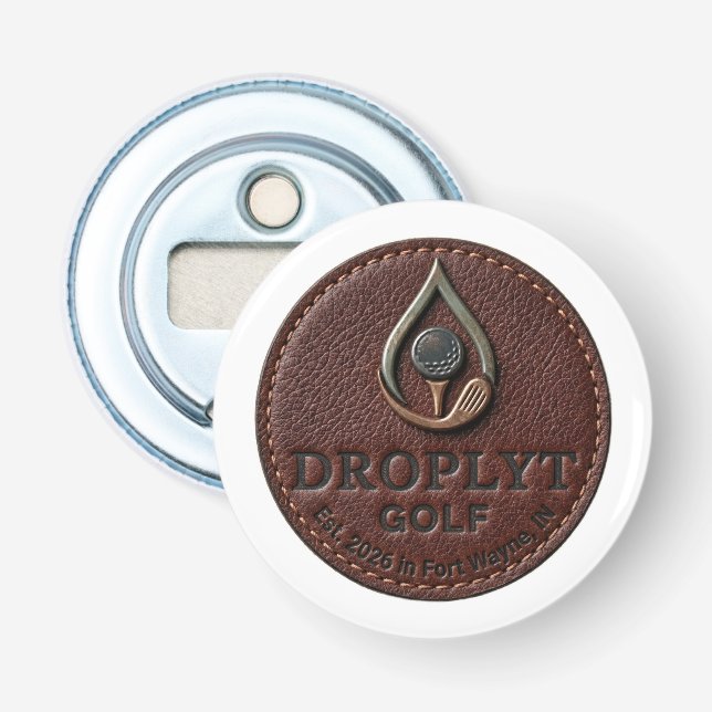 Abrebotellas de botón con logotipo de Droplyt Golf (Anverso)