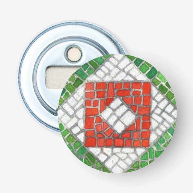 ABREBOTELLAS DE BOTÓN MOSAICO DE FIESTAS (Anverso)