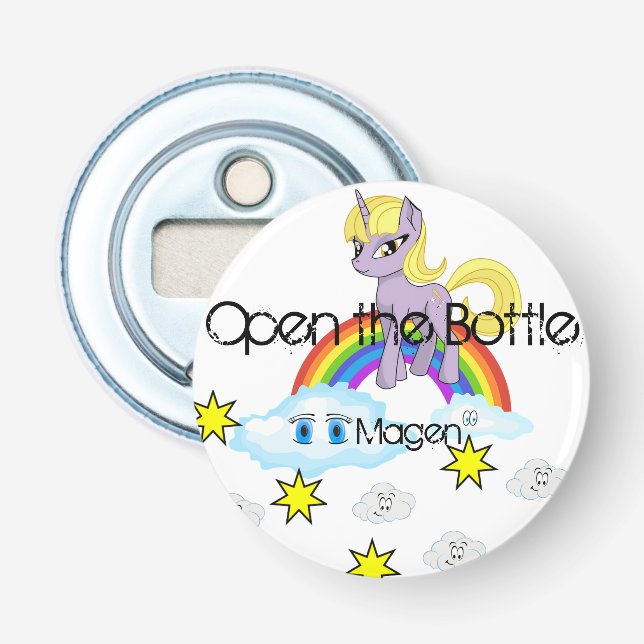 Abrebotellas de botón Poni Nubes Arcoíris (Anverso)