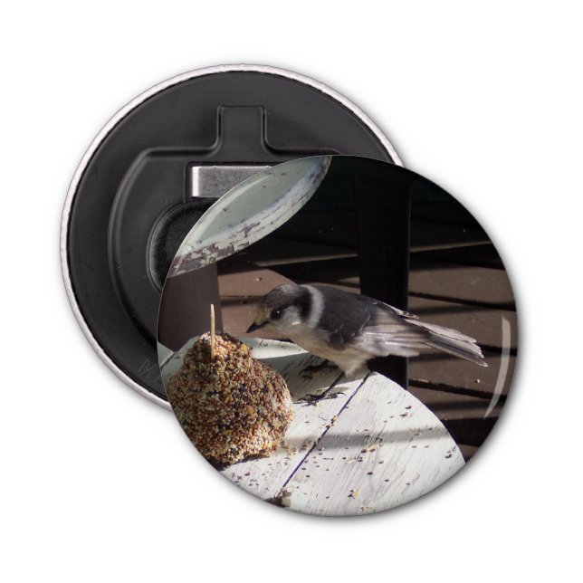 Abrebotellas de Jay gris y del botón de Bell (Anverso)