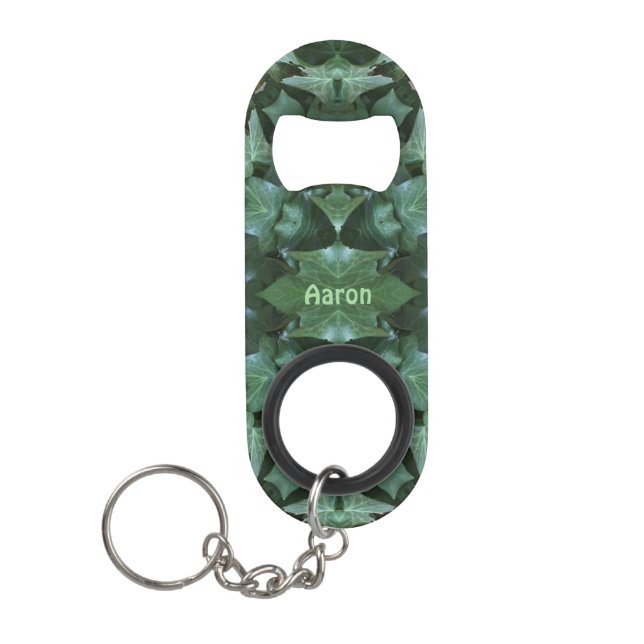 Abrebotellas De Llavero AARON ~ Green Ivy Leaf Design ~ Original ~ (Anverso)