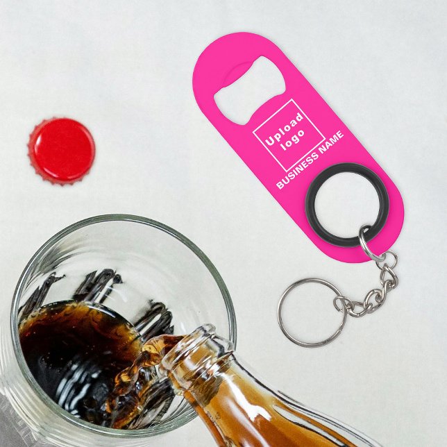 Abrebotellas De Llavero Apertura de botellas y cadena de claves rosa para  (Your business name and logo on pink bottle opener with keychain.)