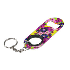 Abrebotellas De Llavero Arte de flores luminosas abstractas